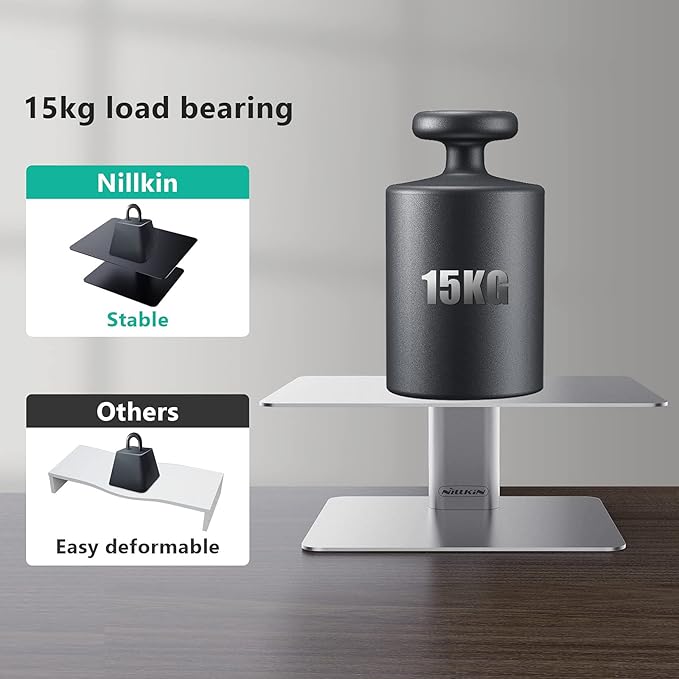 Nillkin Monitor Stand for Desk, Adjustable Height Computer Monitor Stand, Ergonomic Aluminum Computer Stand for Desktop Monitor, iMac, Studio Display XDR, Dell, HP, Lenovo, Other Screen Display, Silver