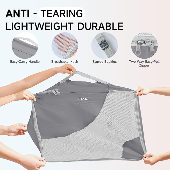 OlarHike 11 Set Packing Cubes for Travel, Gifts for Women Mom,Anti-Tearing Suitcase Organizer with Over 1000 pcs Mesh Holes,Vacation Essentials & Accessories for Cruise Ship