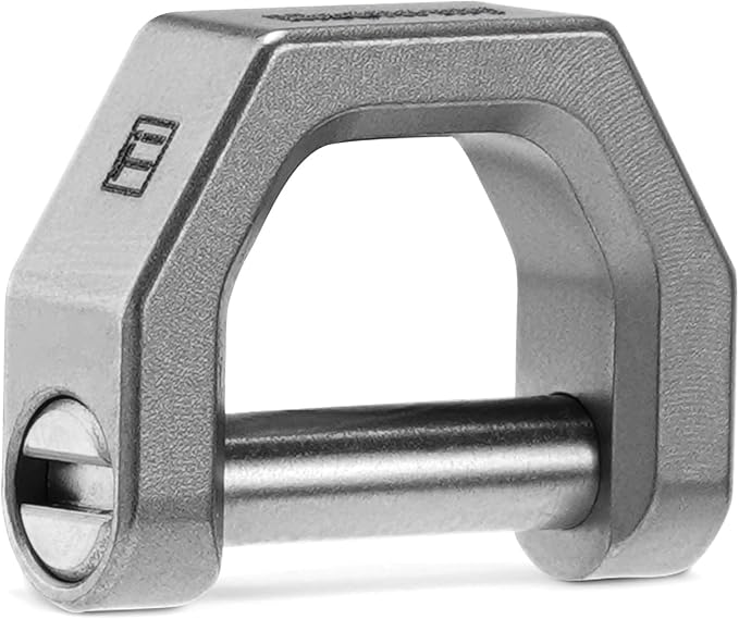 MecArmy CH2 Titanium D Ring Shackle, Secure Screw-Lock D-Shaped Keychain for Car Key Fobs & EDC Gear, Heavy-Duty Carabiner Alternative (Stonewashed, Small)