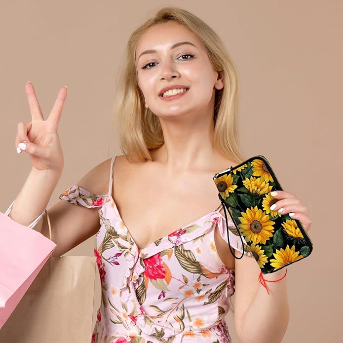 Wristlet Wallet for Women, RFID Blocking Phone Wallet, Large Capacity Zip Around Clutch, Fits iPhone 15 Pro Max, Travel Organizer Purse