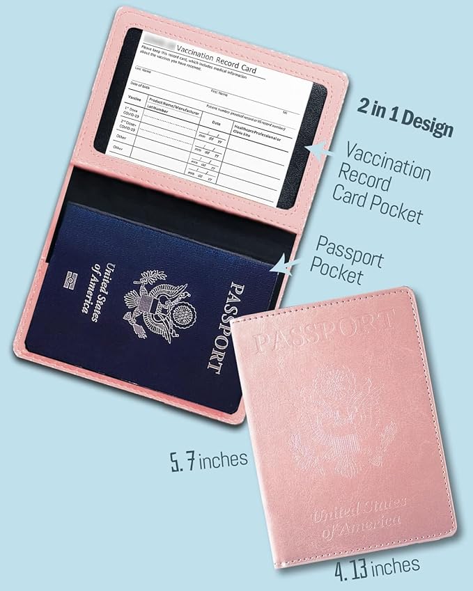 Passport Wallet & Cover Combo - Holds Passport, Vaccine Card & More