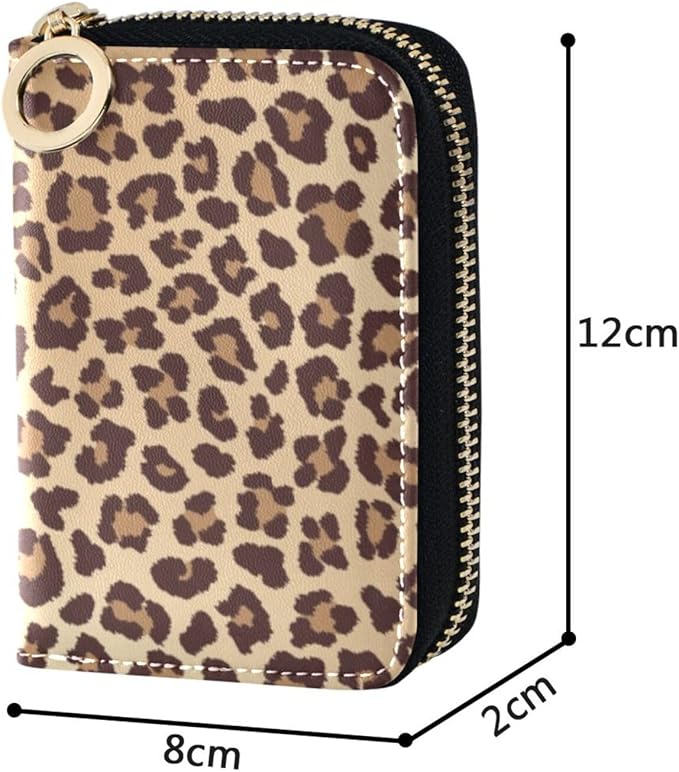 Leopard print RFID Credit Card Holder Wallets Accordion for Women Leather Zipper Card Case Accordion Wallet for Ladies Girls