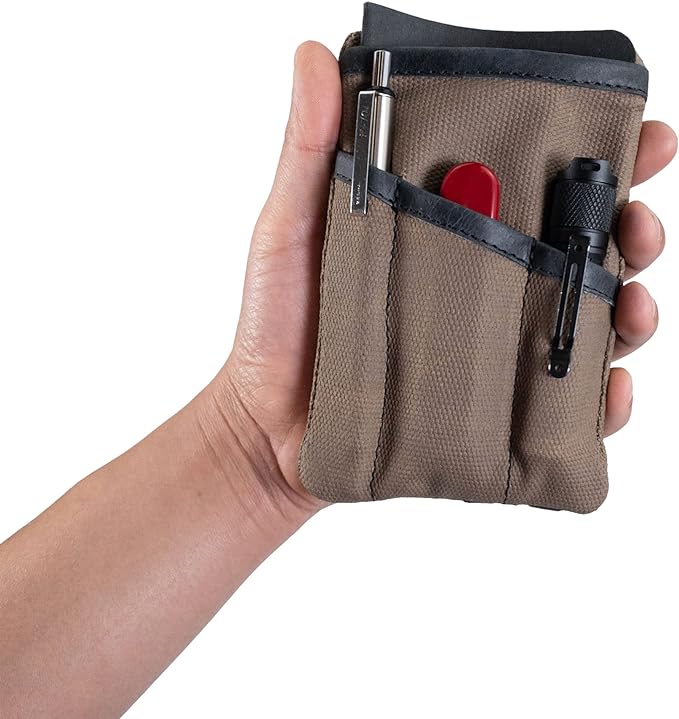Hide & Drink, Multi-Tool Pocket Pouch, Compact Multipurpose EDC Zippered Bag, Mini Camping Tool Case, Waxed Canvas, Knife Holster, Handmade Slim Organizer