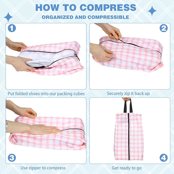 6 Pcs Travel Shoe Bags with Zipper Nylon Portable Waterproof Suitcase Shoe Organizer Packing for Golf(L,Fresh Color)