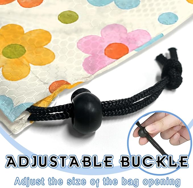 Car Trash Bag Hanging Back of Seat Waterproof Small Cute Printed One-Handed Strap Drawstring Garbage Bags for Car-Flower