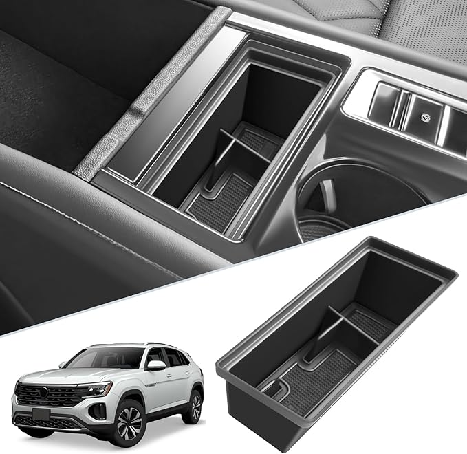 SKTU for 2024 2025 2026 VW Atlas Center Console Organizer 2024 2025 2026 V W Atlas Front Center Console Tray 2024-2026 Atlas Armrest Storage Box VW Atlas 2024 2025 2026 Accessories (Front Organizer)