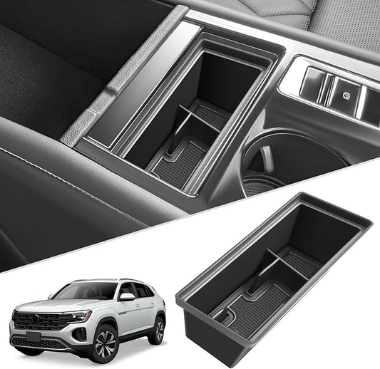 SKTU for 2024 2025 2026 VW Atlas Center Console Organizer 2024 2025 2026 V W Atlas Front Center Console Tray 2024-2026 Atlas Armrest Storage Box VW Atlas 2024 2025 2026 Accessories (Front Organizer)