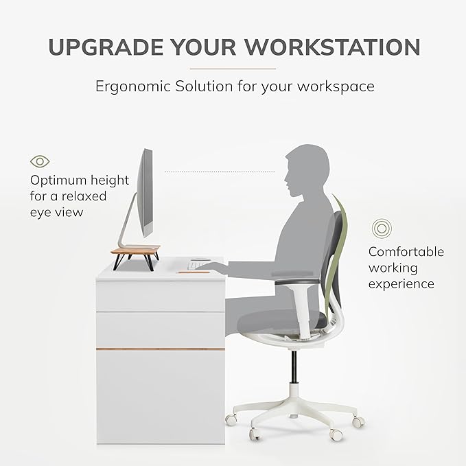 Anji Mountain Monitor Stand - Desktop Organizer & Laptop Riser, Ergonomic Monitor Riser, Space-Saving Monitor Stand for Desk, Durable Construction, Easy Assembly, Ideal for Home & Office,Natural