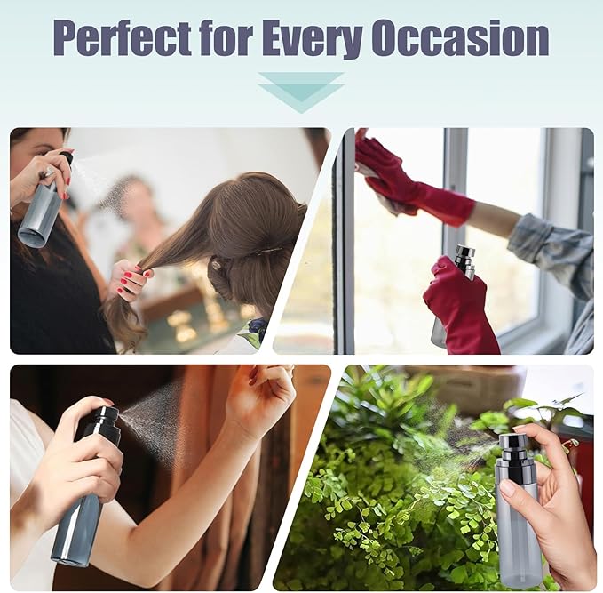 3PCS 100ml Travel Spray Bottles Set, Refillable Mini Spray Bottles with Fine Mist Spray Bottle Nozzle – Ideal for Toners and Skincare