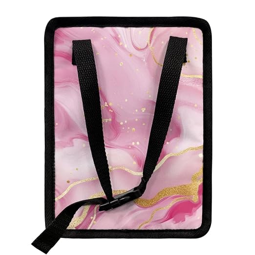Biyejit Pink Marble Car Trash Bin Collapsible Car Organizers and Storage for Front Seat Multipurpose Trash Bag Automotive Garbage Can Car Accessories Interior Car Organizer