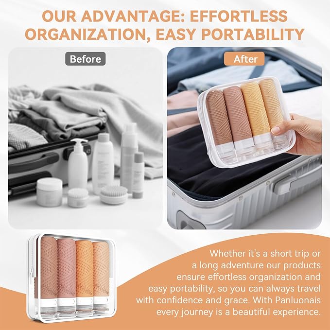Travel Bottles for Toiletries, Silicone TSA Approved Bottles, Leakproof Shampoo & Toiletry Containers for Airplane, Vacation & Business Trips