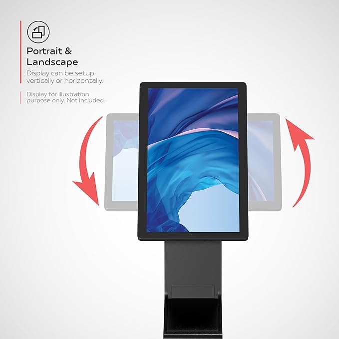 CTA Sleek Floor Stand Kiosk for Monitors ??Floor Stand with Printer Slot 15" to 32" up to 60lbs - for Check-in & POS Stations & More - Black (ADD-LDSLEEK)