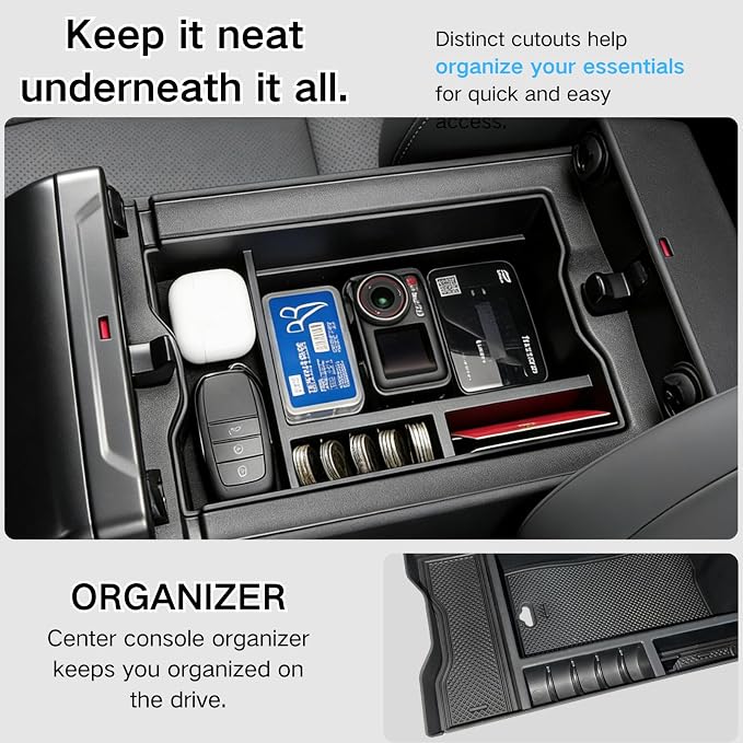 Upgraded Center Console Organizer Compatible with 2026 Toyota RAV4 6th Gen Accessories, Interior Insert ABS Materials Tray, Armrest Box Secondary Storage Tray