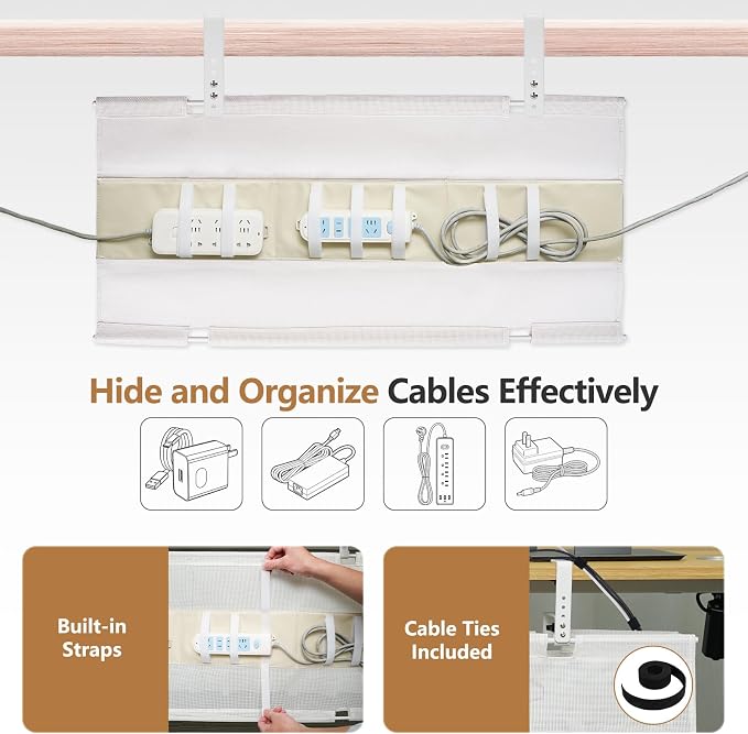SHUWEI 36" Under Desk Cable Management Tray, Premium Mesh Cable Management for Desk, Clamp/Screw Mount Cable Tray for Office and Home (Black, 35.6" L)
