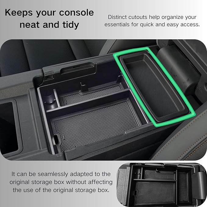 2PCS Center Console Organizer for 2024 2025 2026 Honda Prologue EV and 2024 2025 Acura ZDX Accessories, Floor Lower Center Console Organizer Tray Interior Armrest Insert Storage Box