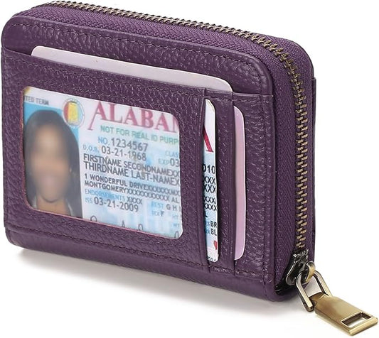 GAEKEAO Credit Card Holder Wallet for Women RFID Blocking Small Genuine Leather Card Case with Coin Pocket ID Window
