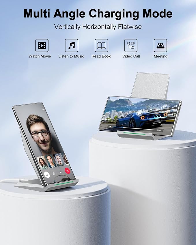 Fast Wireless Charger, NANAMI Wireless Charging Stand Compatible iPhone 17/17 Air/17 Pro/16/16 Plus/15/14/13/12, Desktop Charger Dock Phone Charging Stand for Samsung Galaxy S26/S25/S24/S23/S22/S21