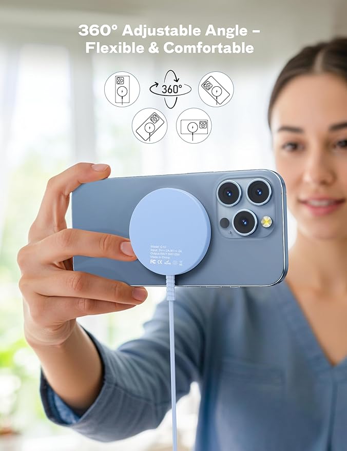 Bohuma Magnetic Wireless iPhone Charger: Mag-Safe Charging Pad Compatible with iPhone 16 15 Pro Max Plus 14 Pro Max Plus 13 12 Pro Max AirPods Pro 3 2- Fast Charger Pad Dock for Home Office