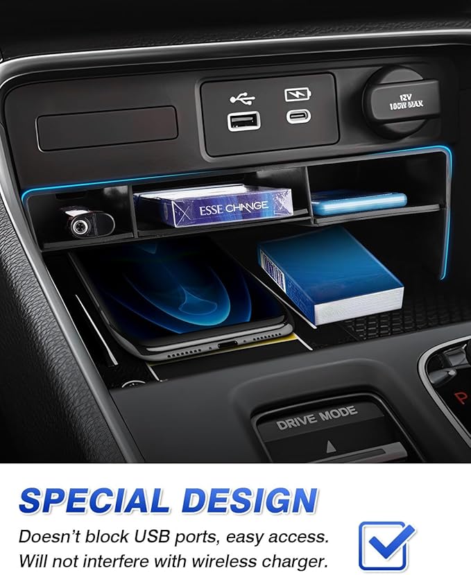 Karltys Center Console Organizer Tray for Honda CR-V 2023 2024 2025 2026 CRV Accessories Car Middle Console Organizer Storage Box Insert Tray with Non-Slip Black Silicone Mat
