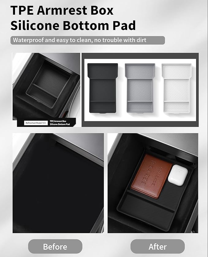 for Tesla Model Y 2025 2026 Accessories, 11PC Custom Fit Interior Protection Kit - Door Pocket Liners & Center Console Tray Organizer for Juniper