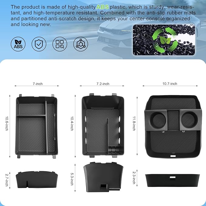 (3Pack) 2026 Palisade Center Console Organizer for Hyundai Palisade (Only fit Calligraphy)(Lower&Console Organizer Double-Layer), Durable ABS Plastic Console Tray 2026 Palisade Accessories