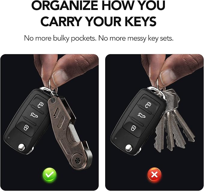 Key Organizer Compact Key Holder, Minimalist Clutter-Free EDC Smart Keychains, Metal Car Key Chain Secures 2-6 keys