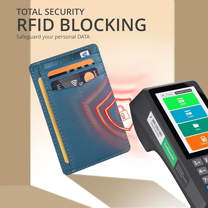 Oak Leathers Leather Slim Minimalist Wallet for Men & Women RFID Front Pocket Leather Card Holder Wallets (Nappa Ottanio)