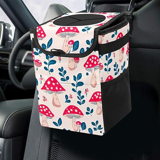Car Trash Can – Multi-Purpose, Lightweight and Portable with Durable Water-Resistant Coating, No Installation Required, Practical and Ample Capacity, Variety of Colors.Mushroom