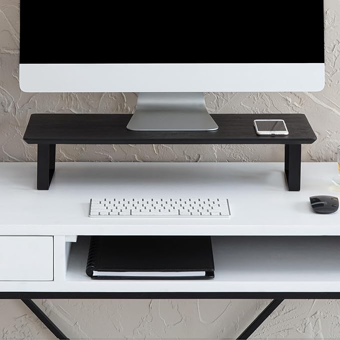 Anji Mountain Monitor Stand - Desktop Organizer & Laptop Riser, Ergonomic Monitor Riser, Space-Saving Monitor Stand for Desk, Durable Construction, Easy Assembly, Ideal for Home & Office,Black