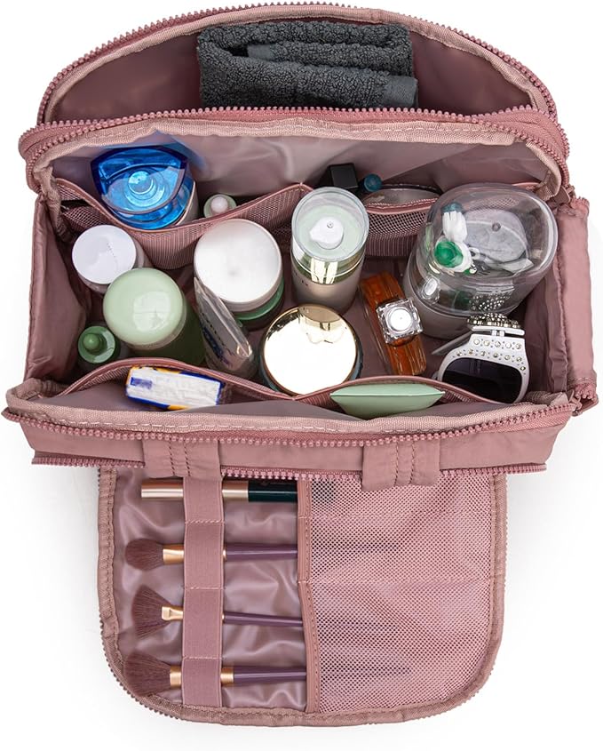 Montana West Travel Toiletry Bag for Women, Large Capacity Makeup Organizer, Lightweight Puffy Cosmetic Bag with Waterproof Lining, Front & Back Zipper Pockets, Travel Essentials Bag