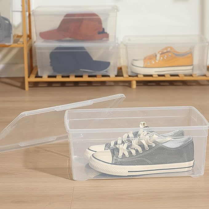 novelinks 6 QT Clear Storage Box Stackable Plastic Storage Bins with Lids Plastic Container Box for Sorting,12 Pack