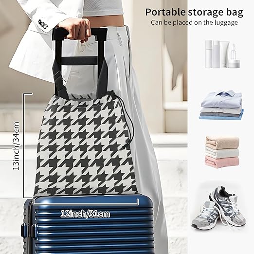 Car Trash Bag Large Hanging Can for Back of Seat, Cute Waterproof Car Garbage Bag for Vehicle, Travelling, Outdoor Black White Houndstooth