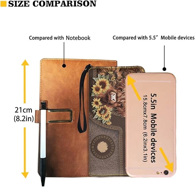 Bulopur Womens Wallet Wristlet Custom Name Sunflower Highland Cow Print Slim Purse Wallet Small Wallets For Women Coin Purse Id Card Holder Clutch RFID Long Wallets With Slots Zipper Around