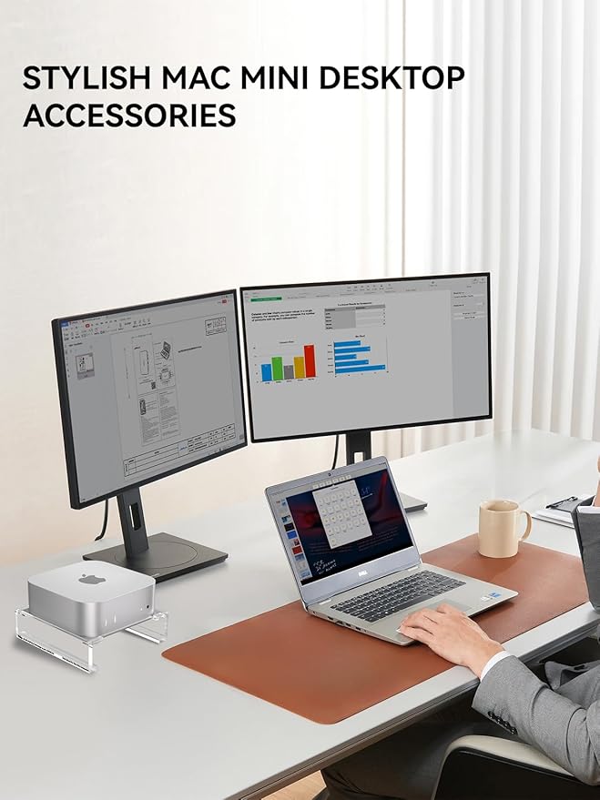 2024 Mac mini Computer Stand,Desk Mount for Mac mini M4/M4 Pro, Provides Better Air Flow Heat Dissipation and Support.Anti-Slip and Drop-Off Design.