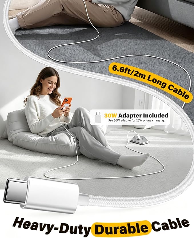 Magnetic Wireless iPhone Charger Fast Phone Charger with Kickstand, 6.6FT 25W Fast Phone Charging Pad Wireless Magnetic Charge for iPhone 17/17Air/16 Pro Max/16 Plus/15 Pro Max White