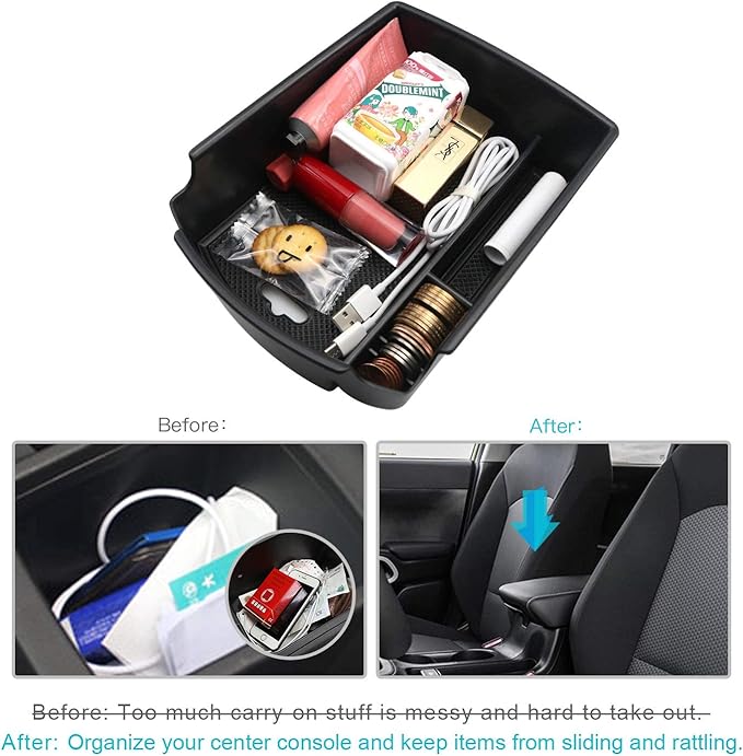 CDEFG Center Console Organizer for 2020 2021 2022 2023 2024 2025 Kia Soul, Insert ABS Black Materials Tray, Armrest Box Secondary Storage (Black Mats)