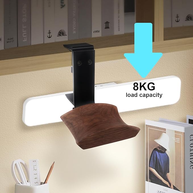 Headphone Holder Walnut Wood & Solid Metal Headset Hanger Stand for Desk Adjustable Design Ideal Headphone Stand for All Headphone Sizes