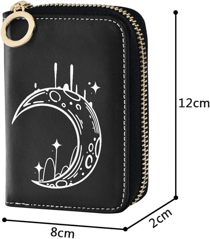 Moon RFID Credit Card Holder Wallets Accordion for Women Leather Zipper Card Case Accordion Wallet for Ladies Girls