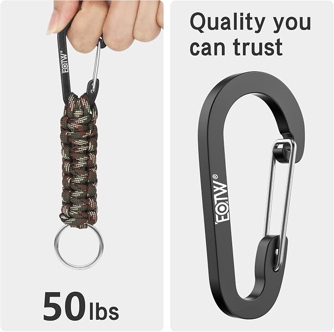 EOTW Carabiner Keychain,Paracord Keychain Small Aluminum Clip D Ring for Camping, Hiking, Fishing, Or As A Key Organizer