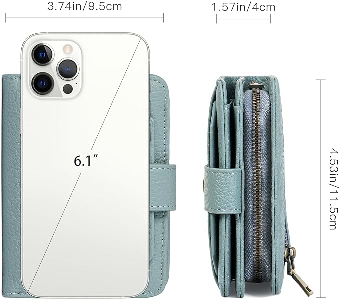 GAEKEAO Small Leather Credit Card Holder Wallets for Women RFID Blocking Bifold Wallet Zipper Pocket with Removable ID Window