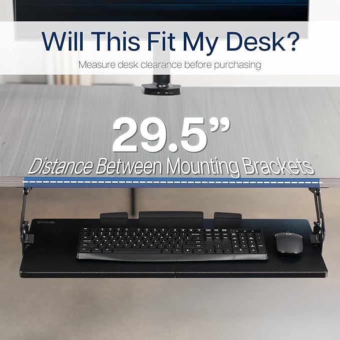 VIVO Large Under Desk 27 x 11 inch Computer Keyboard and Mouse Tray with Swinging Height Adjustment, 12 Settings, Platform Drawer for Typing, Black, MOUNT-KB08S