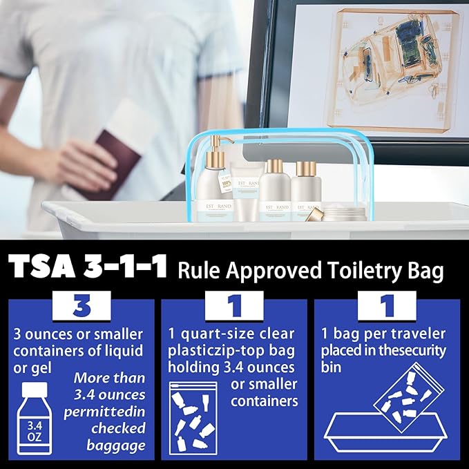 YedsIntu 16 Pieces Clear Cosmetic Bags, PVC Clear Pouch with Zipper TSA Approved Toiletry Bag for Travelling, Waterproof Transparent Travel Makeup Cosmetic Organizer Case for Men and Women (Blue-M)