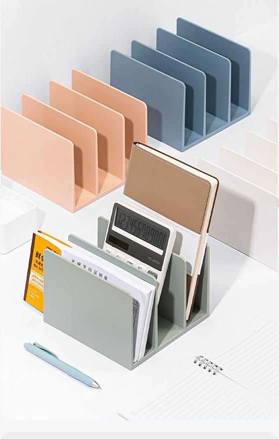 White Mail Desktop Mail Holder, 3 Sections, Plastic Note File Book Letter Paper Holder Sorter Office Accessories Organizer for Desk, 4.8 Inch High 6.38inch Wide 6.38 inch Long