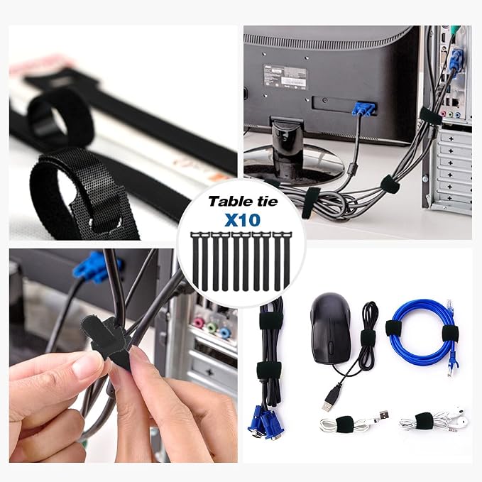 Powerking Cable Management Box, Cable Organizer for Hide and Conceal Power Strips and Electrical Cords,Cord Organizer Made from Safe ABS Material (Small, Black)