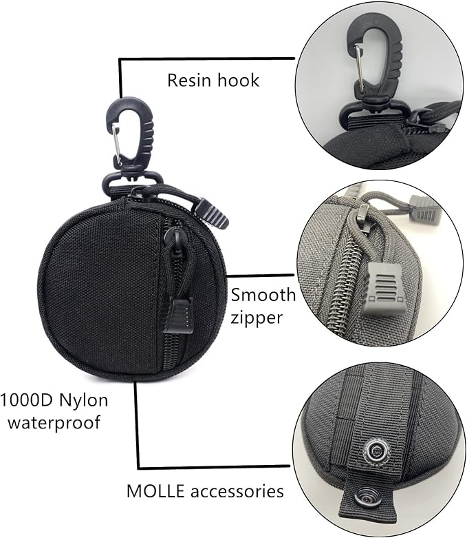 Small EDC Pouch EDC Bag Molle Pouch Tactical Wallet, Molle Accessories, Coin Pouch Coin Purse, Key Case, Tactical Keychain Pouch, Earphone Case, Military Gear Waterproof