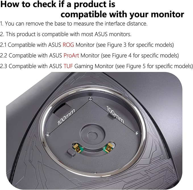 VG27AQ3A VESA Mount Adapter Compatible with ASUS ROG, ProArt and TUF Gaming Monitor (Fits VG27AQM5A,VG277Q1A,XG27ACS,VG27WQ3B,VG27AQ,PA248QFV,PG27AQN and More)??5x75 to 100x100 Wall Mount Bracket