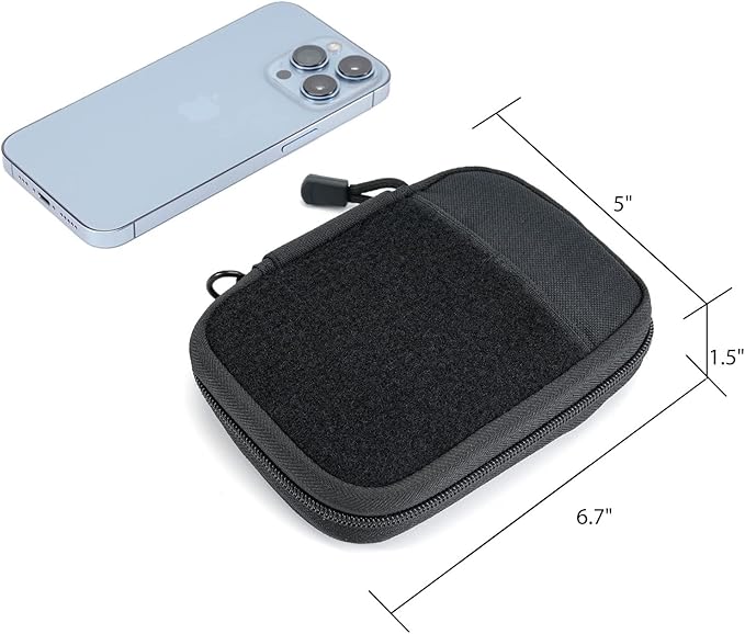 Sayram EDC Pouch Organizer Small Utility Pouch for Multitool, Nylon Tactical Gear Bag with DIY Patch Panel D-Ring, Compact Everyday Carry Pouch for Keys Flashlight Knife