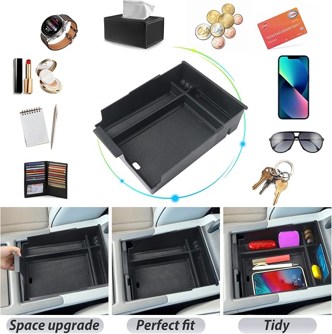 SKTU for 2023 2024 2025 Hyundai Palisade Center Console Organizer 2023 2024 2025 Palisade Center Console Tray 2023 2024 2025 Palisade Accessories Armrest Secondary Storage Box with Coin Holder (Black)