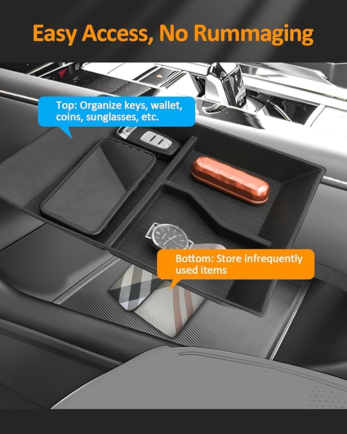 CDEFG for 2024 2025 2026 Volkswagen Atlas Center Console Organizer Tray for Atlas Accessories Storage Box Insert Tray for VW Atlas Middle Organizer