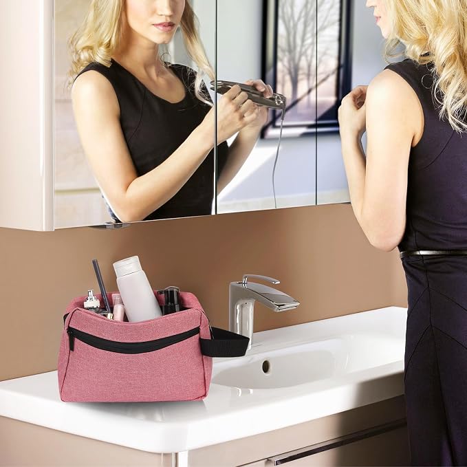 Icramsy Travel Toiletry bag Toiletry bag for women men Hanging Cosmetic bag Travel accessories for Women Men (Dusky pink)
